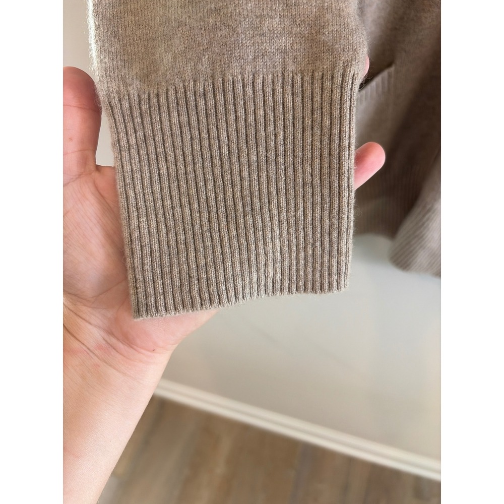 Pure Collection 100% Cashmere Cardigan Sweater Tan Beige V-Neck Longline US 8/10 - Picture 4 of 7